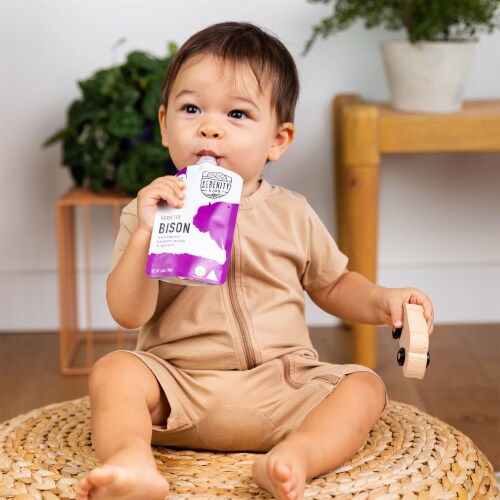 Serenity Kids Grass Fed Bison with Organic Kabocha Squash & Spinach Pouch, 3.5oz Perspective: top