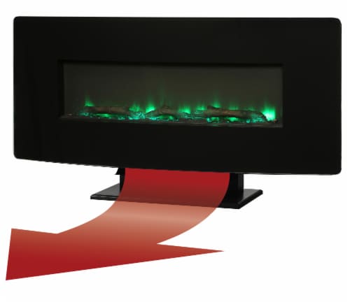 Muskoka Curved Front Wall Mount Electric Glass Fireplace - Black Perspective: top