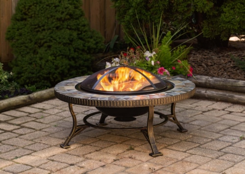 Pleasant Hearth Olivia Slate Top Fire Pit Perspective: top
