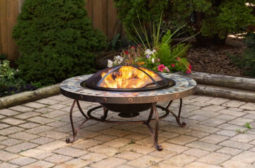 Pleasant Hearth Juniper Slate Top Fire Pit Perspective: top
