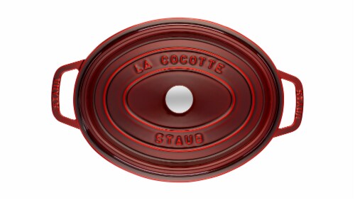 Staub Cast Iron 7-qt Oval Cocotte - Grenadine Perspective: top