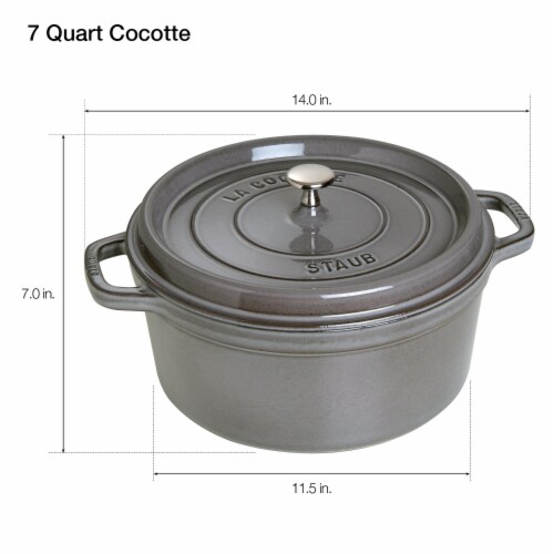 Staub Cast Iron 7-qt Round Cocotte - Graphite Grey Perspective: top