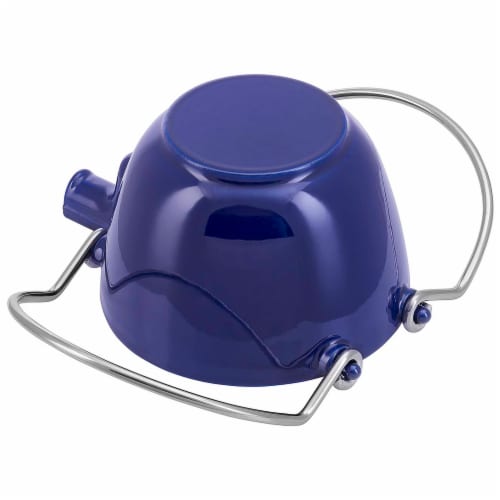 Staub Cast Iron 1-qt Round Tea Kettle - Dark Blue Perspective: top