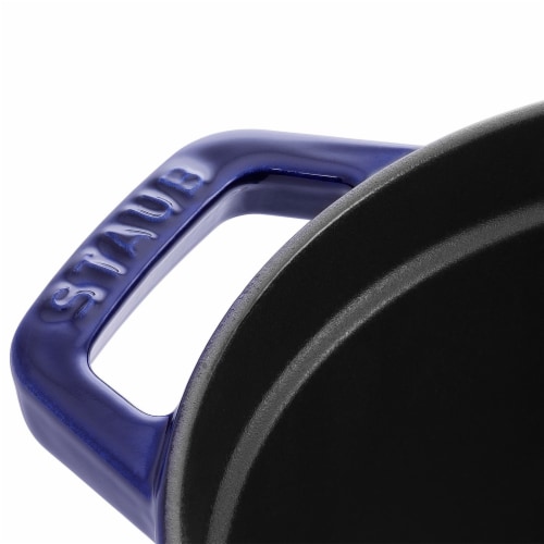Staub Cast Iron Oval Cocotte, Dutch Oven, 5.75-quart, serves 5-6, Made in France, Dark Blue Perspective: top