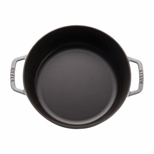 Staub Cast Iron 6-qt Cochon Shallow Wide Round Cocotte - Graphite Grey Perspective: top