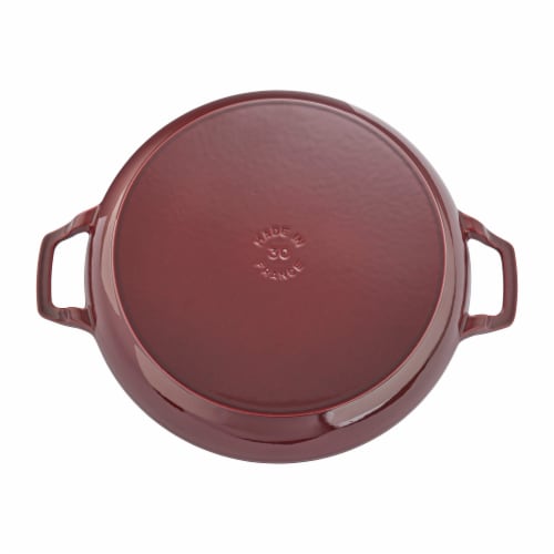 Staub Cast Iron 3.5-qt Braiser with Glass Lid - Grenadine Perspective: top
