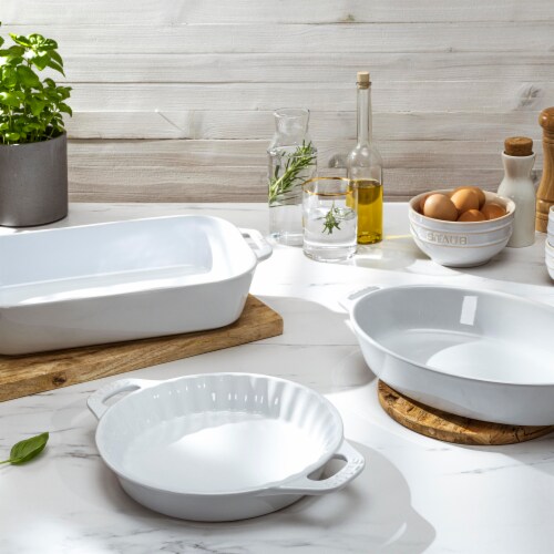 Staub Ceramics 3-pc Mixed Baking Dish Set - White Perspective: top