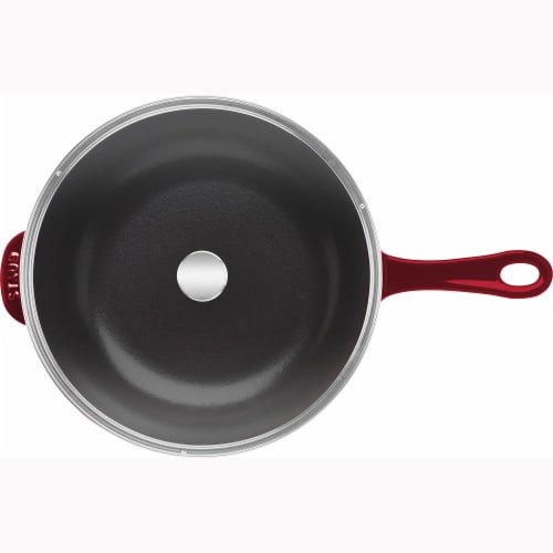 Staub Cast Iron 2.9-qt Daily Pan with Glass Lid - Grenadine Perspective: top