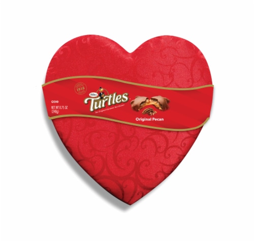 Turtles Milk Chocolate Satin Heart Valentine Candy Box Perspective: top