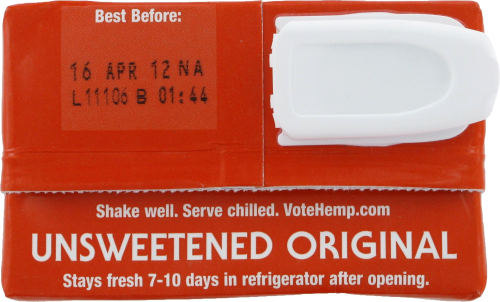 Living Harvest® Tempt™Unsweetened Original Hemp Milk Perspective: top
