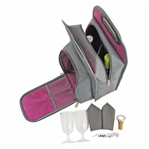 Grey Metropolitan 2-Bottle Tote Perspective: top