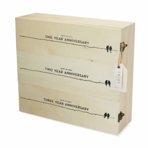 Newlywed's Anniversary Wooden Wine Box by Twine® Perspective: top