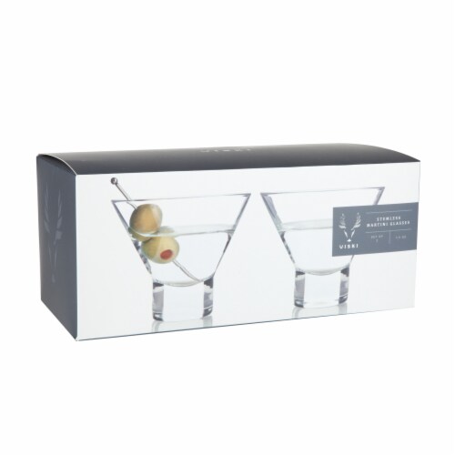 Viski® Raye Crystal Heavy Base Martini Glasses Perspective: top