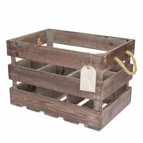 Wooden 6-Bottle Crate by Twine® Perspective: top