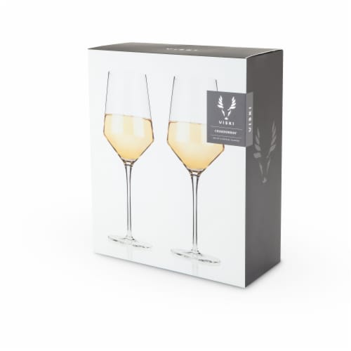 Viski Raye Crystal Angled Chardonnay Glasses Perspective: top