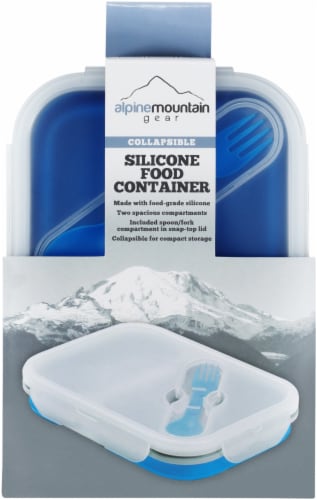 Alpine Mountain Gear Collapsible 2-Compartment Container with Spoon/Fork - Blue Perspective: top