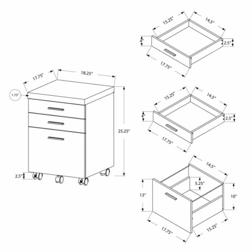 Monarch Home Office Furniture Small Rolling 3 Drawer Wood Filing Storage Cabinet 1 Piece Fred Meyer
