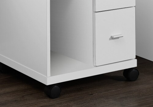 Printer Cart, Rolling File Cabinet, Mobile, Storage, Work, Laminate, White, Perspective: top