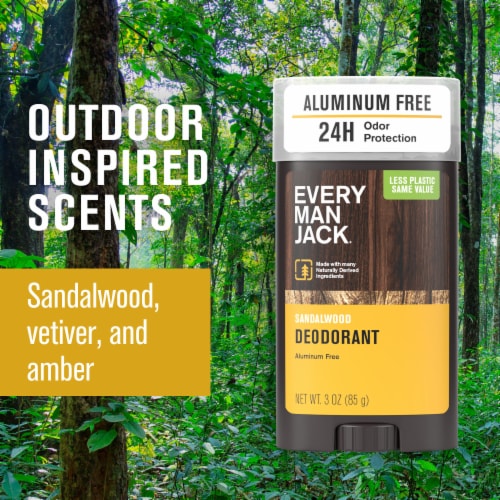 Every Man Jack Mens Deodorant Stick Sandalwood Aluminum-Free Perspective: top