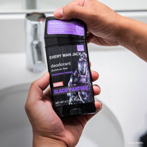Every Man Jack Mens Deodorant Stick Marvel Black Panther Wakanda Herbs Aluminum-Free Perspective: top