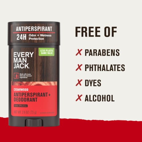 Every Man Jack Mens Antiperspirant Deodorant Stick, Cedarwood Perspective: top