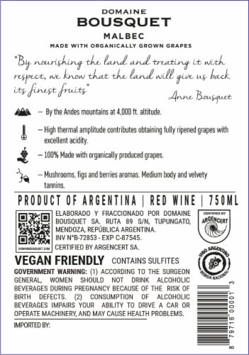 Domaine Bousquet Malbec Perspective: top