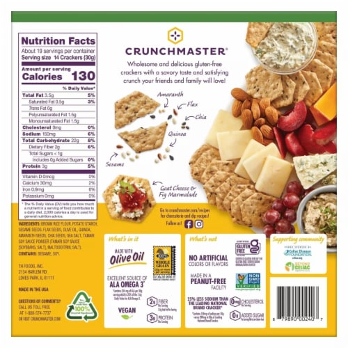 Crunchmaster 5 Seed Multi-Grain Cracker with Olive Oil, 20 Ounce Perspective: top