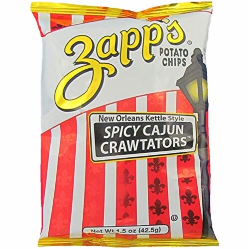 Zapp's Potato Chips, Spicy Cajun Crawtators, New Orleans Kettle Style, 1.5oz Bag (12-Pack) Perspective: top