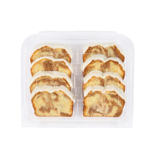 Simple Joys Sliced Iced Cinnamon Swirl Cake Perspective: top