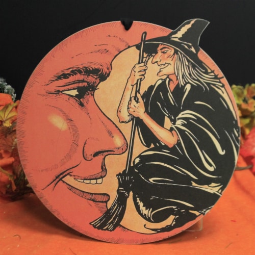 Halloween Witch Moon Wall Decor Wood Broom Spooky 95400 Perspective: top