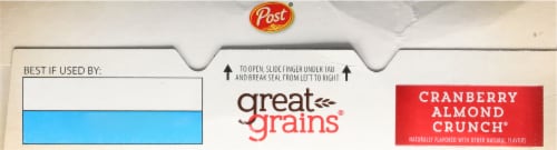 Post Great Grains Cranberry Almond Crunch Breakfast Cereal Perspective: top