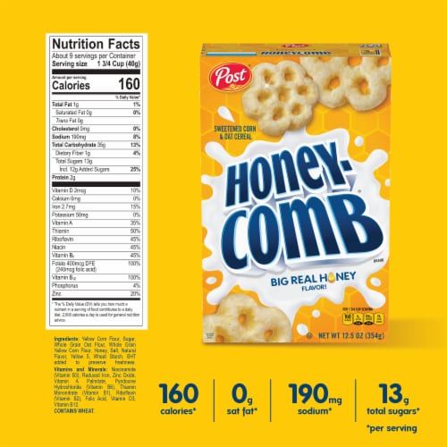 Post® Honeycomb Honey Corn & Oats Cereal Perspective: top