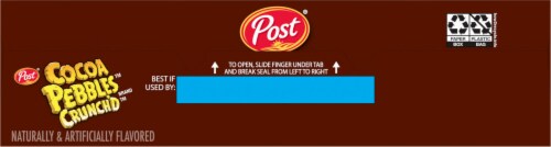 Post® Cocoa Pebbles™ Crunch'd with Rockstar Shapes Cereal Perspective: top