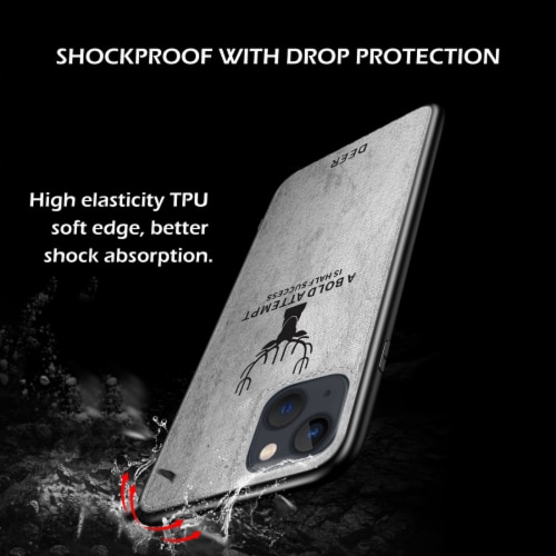 Alpha Digital Luxury Soft Texture Deer Patterned TPU Cloth Protective Case for iPhone13 Perspective: top
