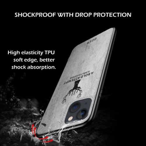 Alpha Digital Luxury Soft Texture Deer Patterned TPU Cloth Protective Case for iPhone13 Perspective: top
