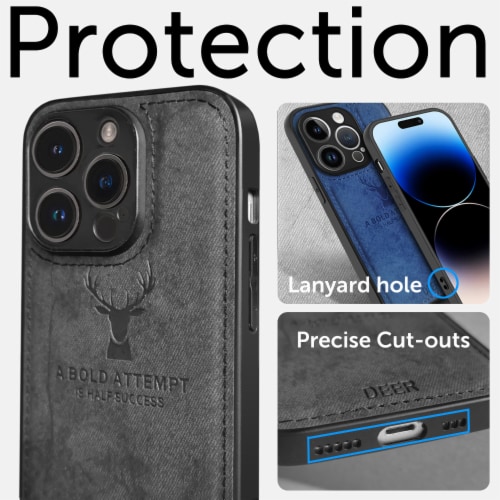 Alpha Digital Luxury Soft Texture Deer Patterned Cloth Protective Case- iPhone14Pro/14 ProMax Perspective: top