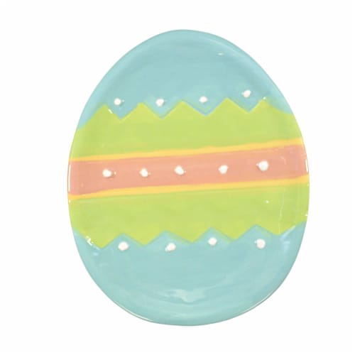 Tabletop Dottie Egg Plate Dolomite Easter Decorated St/4 A5073 Perspective: top