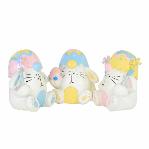 Egg Hat Bunny Figurine - Three Figurines 3.5 Inch, Polyresin - Rabbit St/3 A5088 Perspective: top