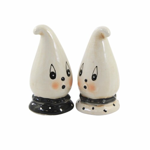 Tabletop Ghost Salt And Pepper Shakers Halloween Boo Spooky Shaker R0016 Blk/Wht Perspective: top