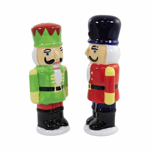 Tabletop Nutcracker Salt And Pepper Dolomite Christmas Shakers Y9957 Perspective: top