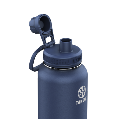 Takeya® Actives Insulated Stainless Steel Water Bottle with Spout Lid - Midnight Perspective: top