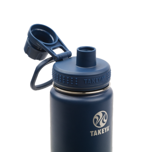 Takeya Actives Insulated Stainless Steel Spout Lid Midnight Water Bottle Perspective: top