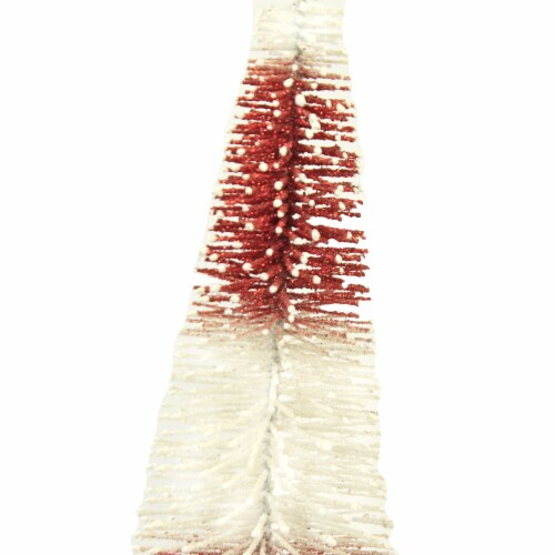 Christmas Rd/Wh Bottle Brush Tree Med Plastic Home Decor 2-Tones Xt854231 Perspective: top