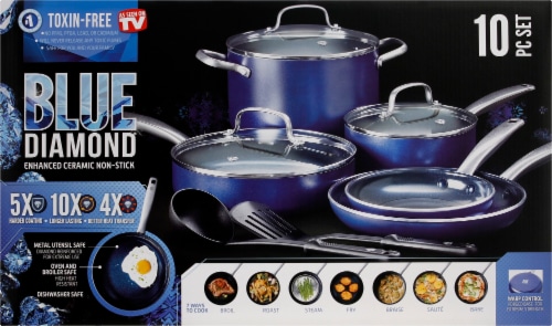 Granitestone Diamond Non-Stick Aluminum Cookware Set - Blue, 10 pc - Kroger