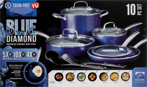 Blue Diamond Cookware Set - Blue Perspective: top