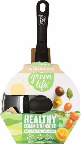 GreenLife Diamond Ceramic Non-Stick Sauce Pan - Black Perspective: top