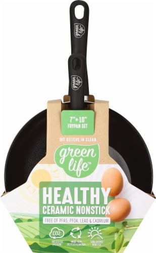 GreenLife Diamond Ceramic Non-Stick Open Frypan Set - Black Perspective: top