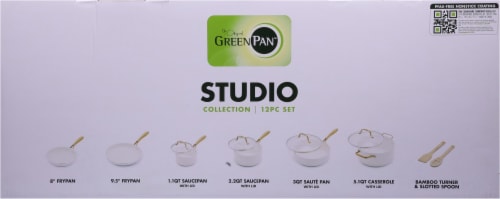 GreenPan Studio Ceramic Non-Stick Cookware Set - Linen Perspective: top