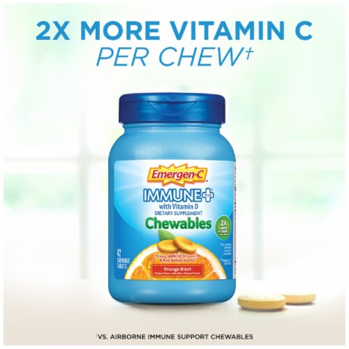 Emergen-C Immune+ Chewables Vitamin C With Vitamin D Tablet Perspective: top