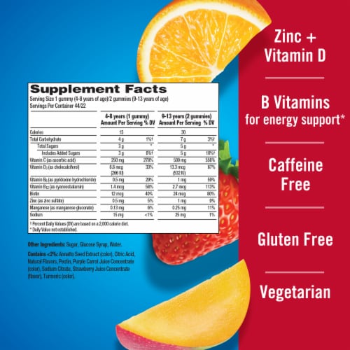 Emergen-C Kids Immune+ Fun-tastic Fruit Immune Support Gummies Perspective: top
